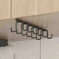 New Hole-free Kitchen Hook Rack Iron Double-row Hook Hanging Rod Kitchen Utensil Rack, Spoon and Shovel Rack Wall Hanging Zpaxo Black M