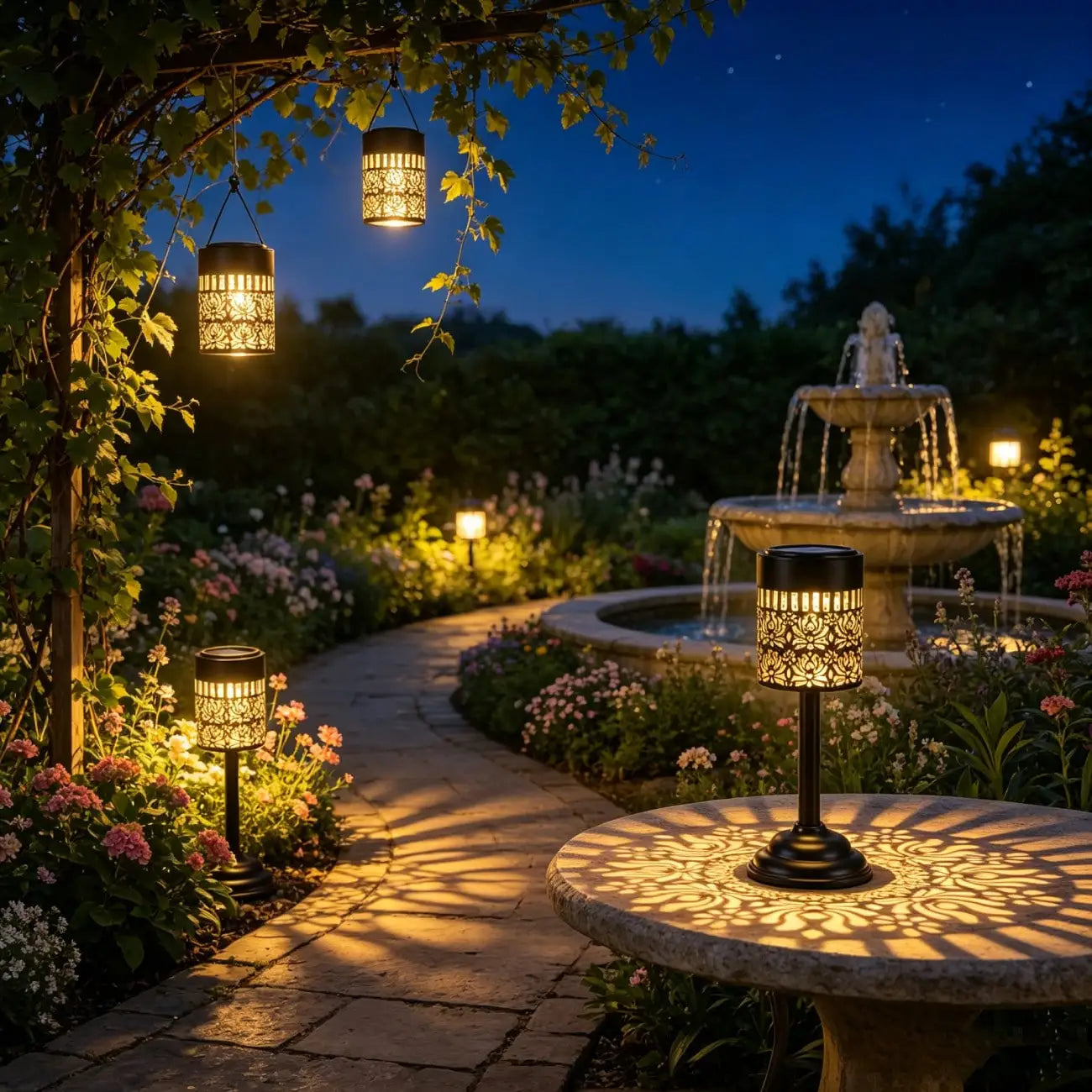 This Solar-powered Peony Projection Light LED Outdoor Garden