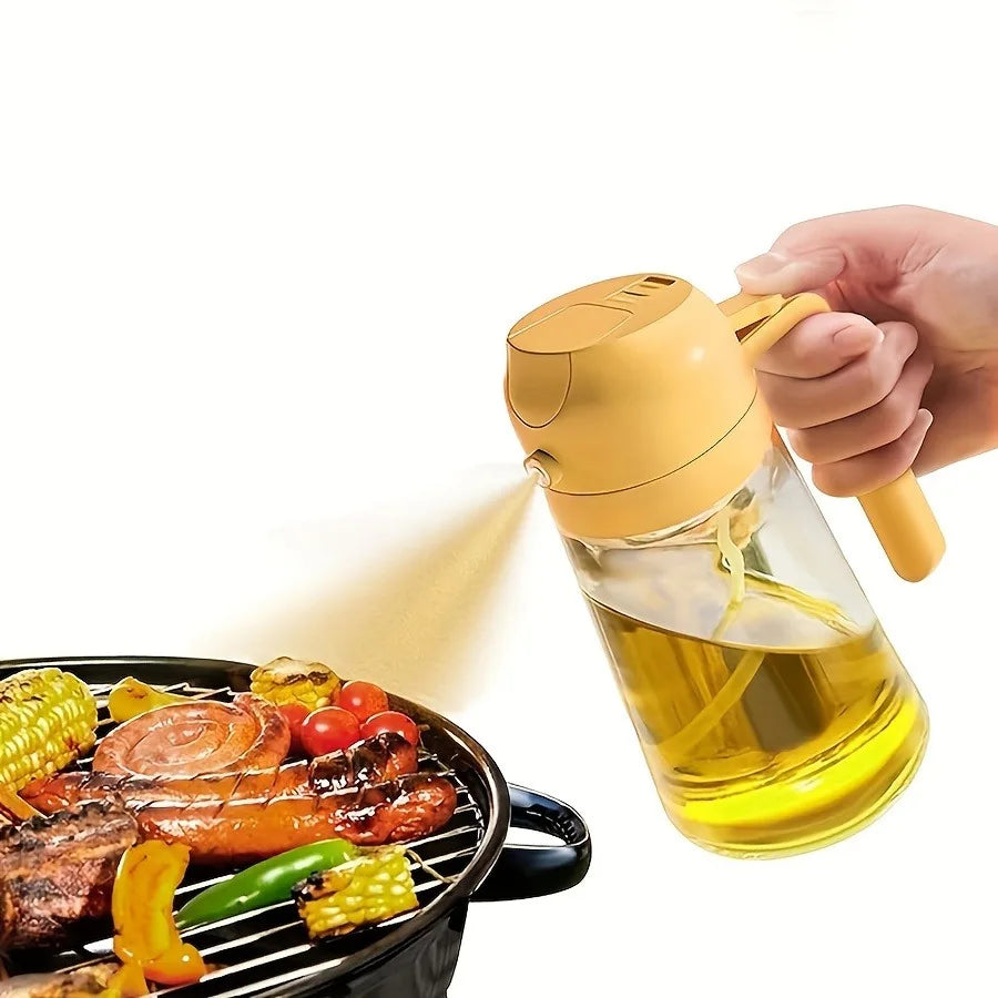 470ml 2-in-1 oil can and injector, olive oil pour, suitable for cooking, air fryer, salad, barbecue (white) Zpaxo yellow