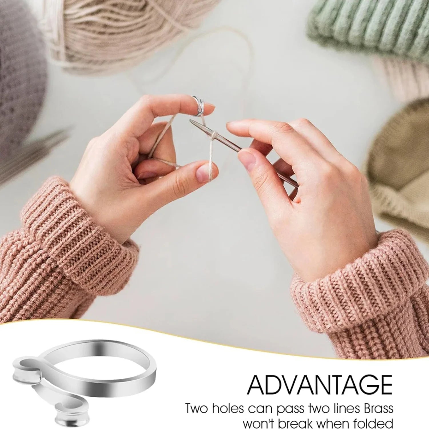 2pcs Adjustable Knitting Crochet Loop Ring Knittied Yarn Guide Finger Faster Holder Thimble Crocheters Thread Ring Sewing Tools Zpaxo