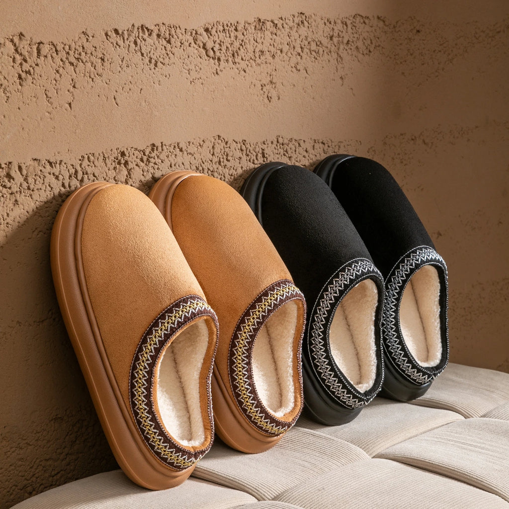 Men's Plush Slippers Winter Thick Fuzzy Indoor House Shoes