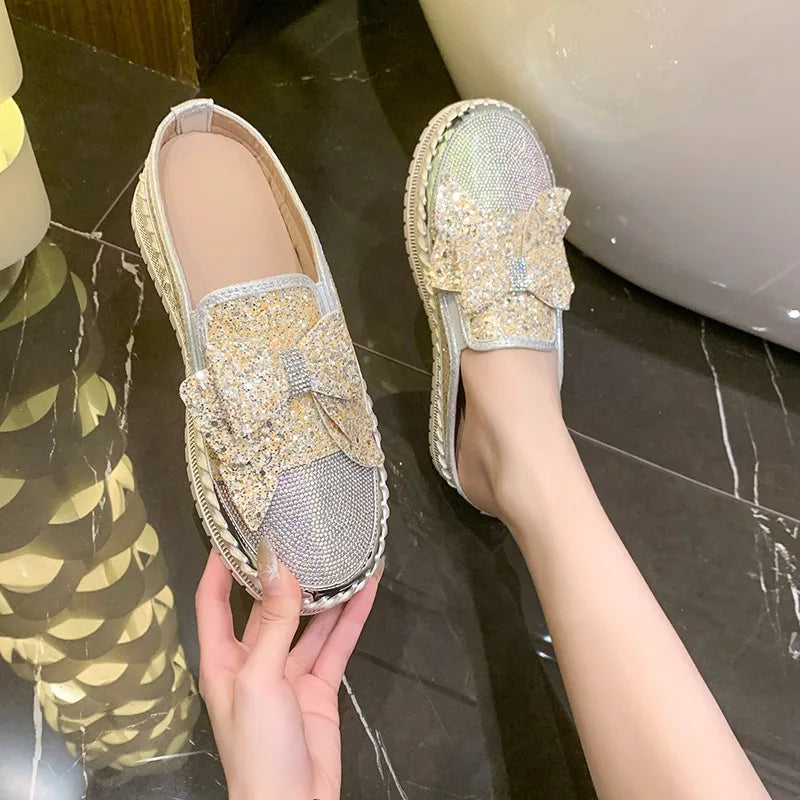 Women's Rhinestone Luxury Flats Slippers 2026 Fashion Slip-on Crystal Zpaxo