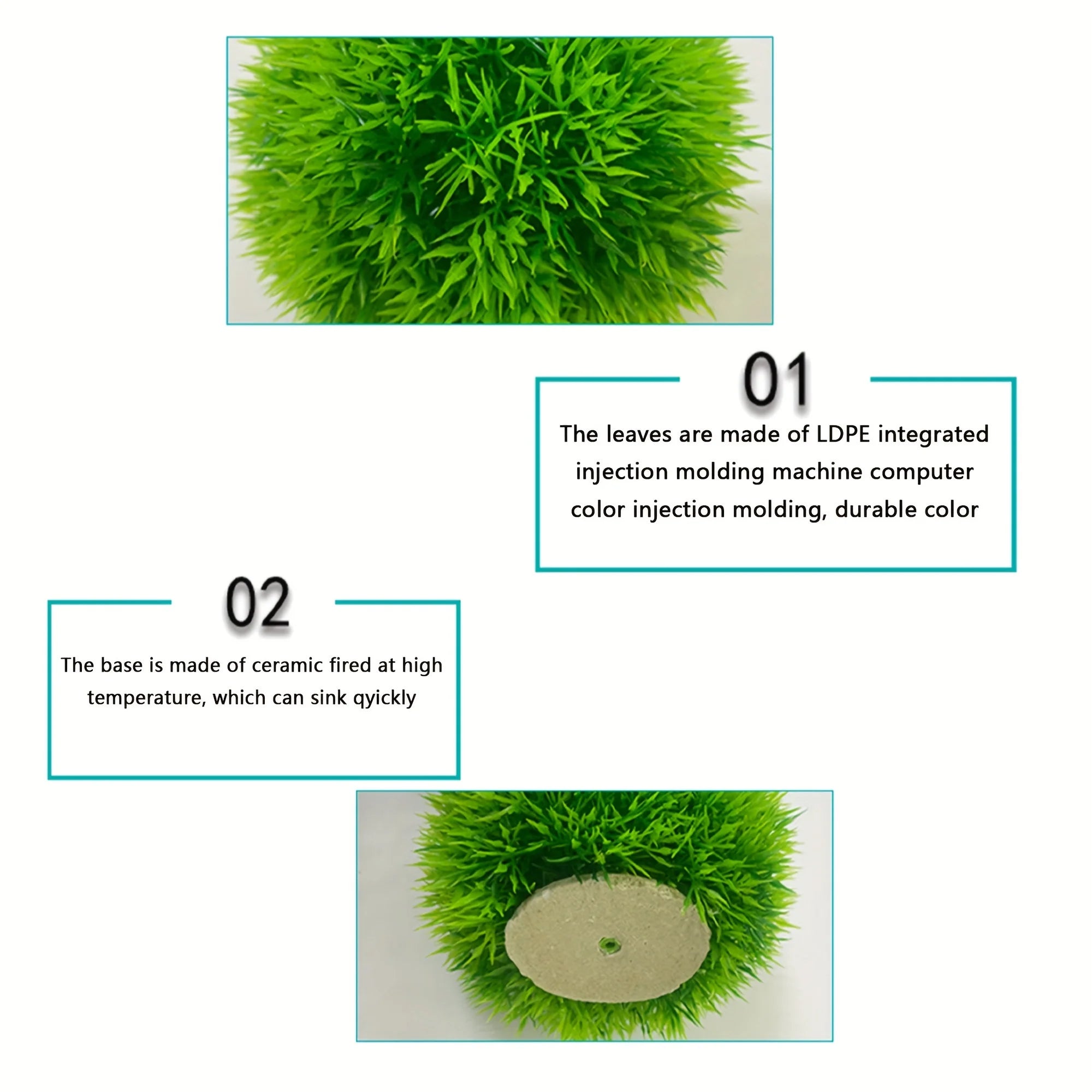 Aquarium Decorative Artificial Grass Ball Durable Faux Water Plant