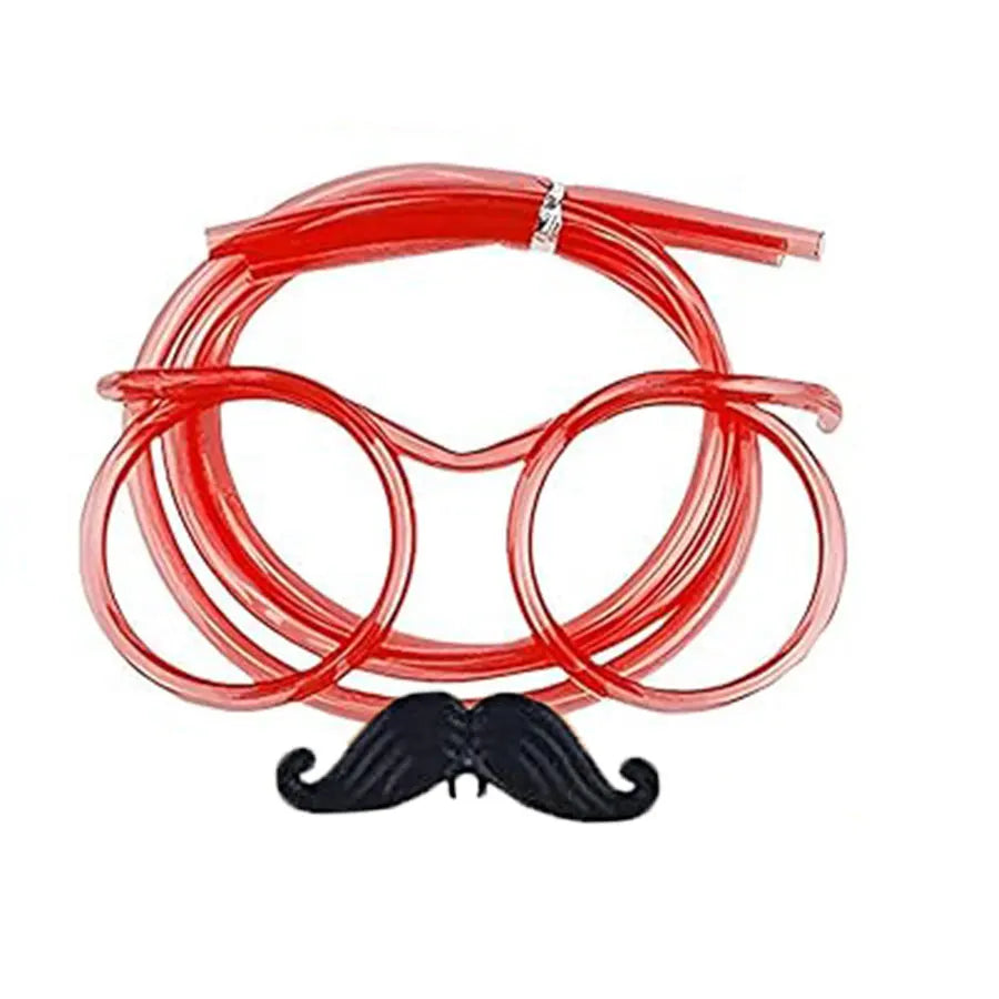 Glasses Funny Soft PVC Crazy Straws Beard Plastic Drinking Kids Party Zpaxo 8 pcs red