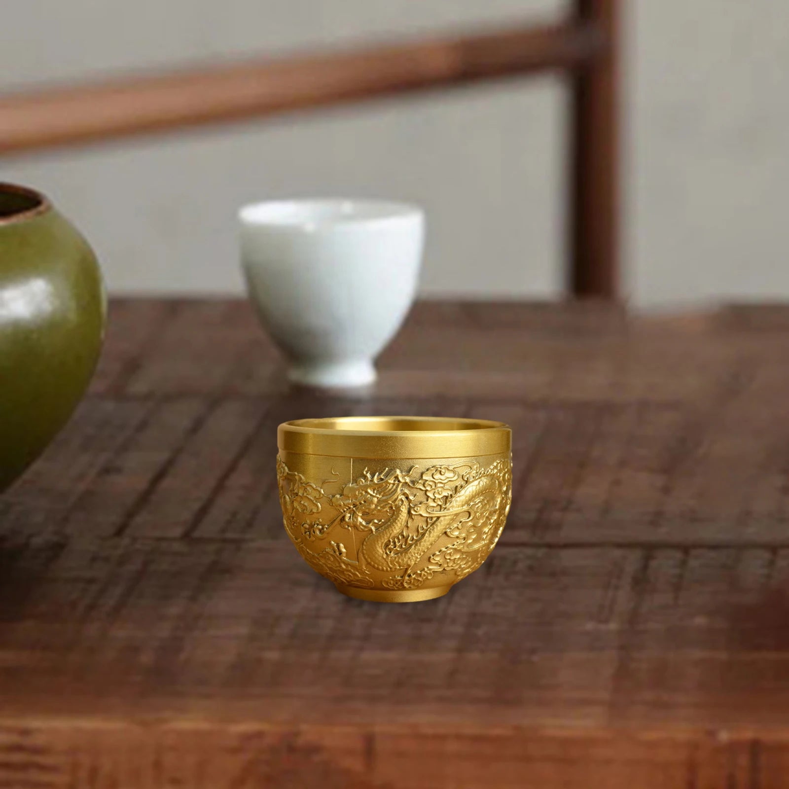 Brass Feng Shui Bowl Luck Hotelware Success Drinking Cup for Desk Study Wealth Success Good Luck Office Home Decoration Zpaxo