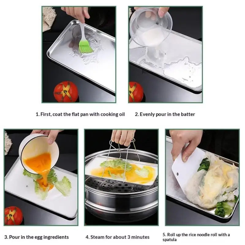 Stainless Steel Barbecue Noodle Storage Serving Trays Rectangle
