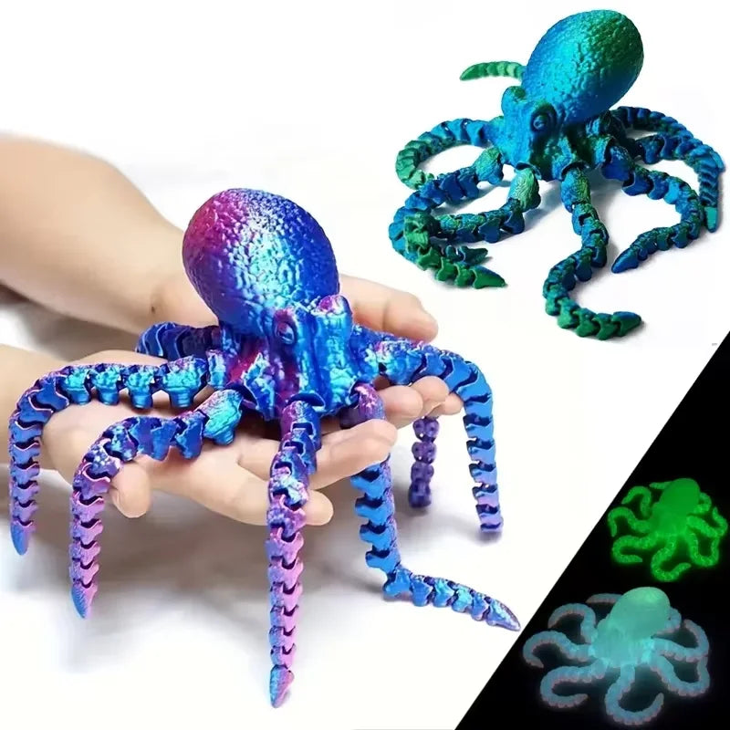 3D-Printed Articulated Octopus Figurine Realistic Stress-relief Toy