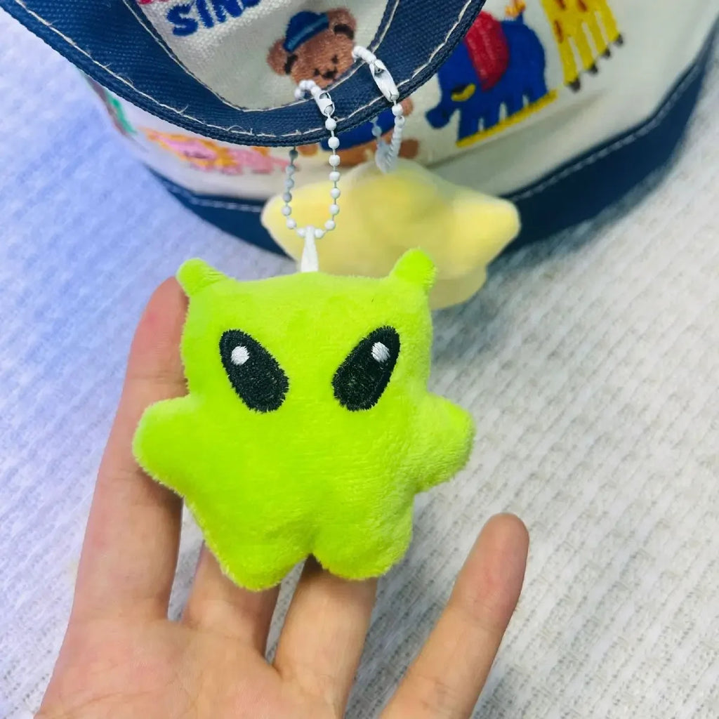 Cute Green Alien Star Plush Pendant Mini Soft Doll Keychain Versatile