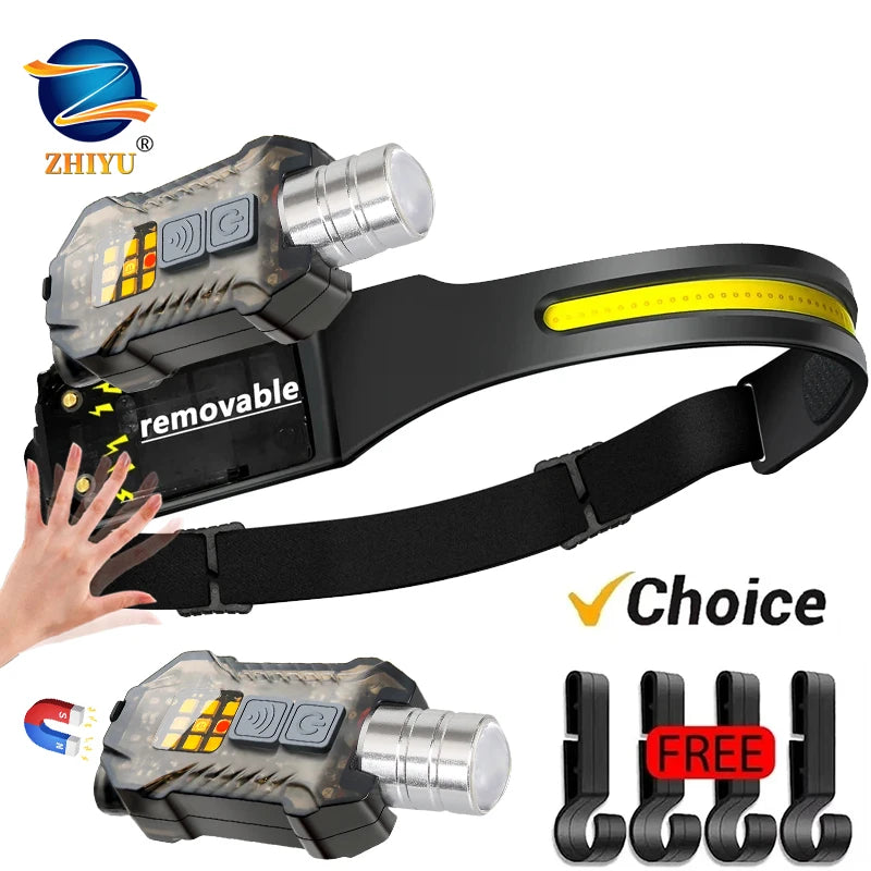 USB Rechargeable COB LED Sensor Headlamp – IP65 Waterproof LED Headlamp Zpaxo