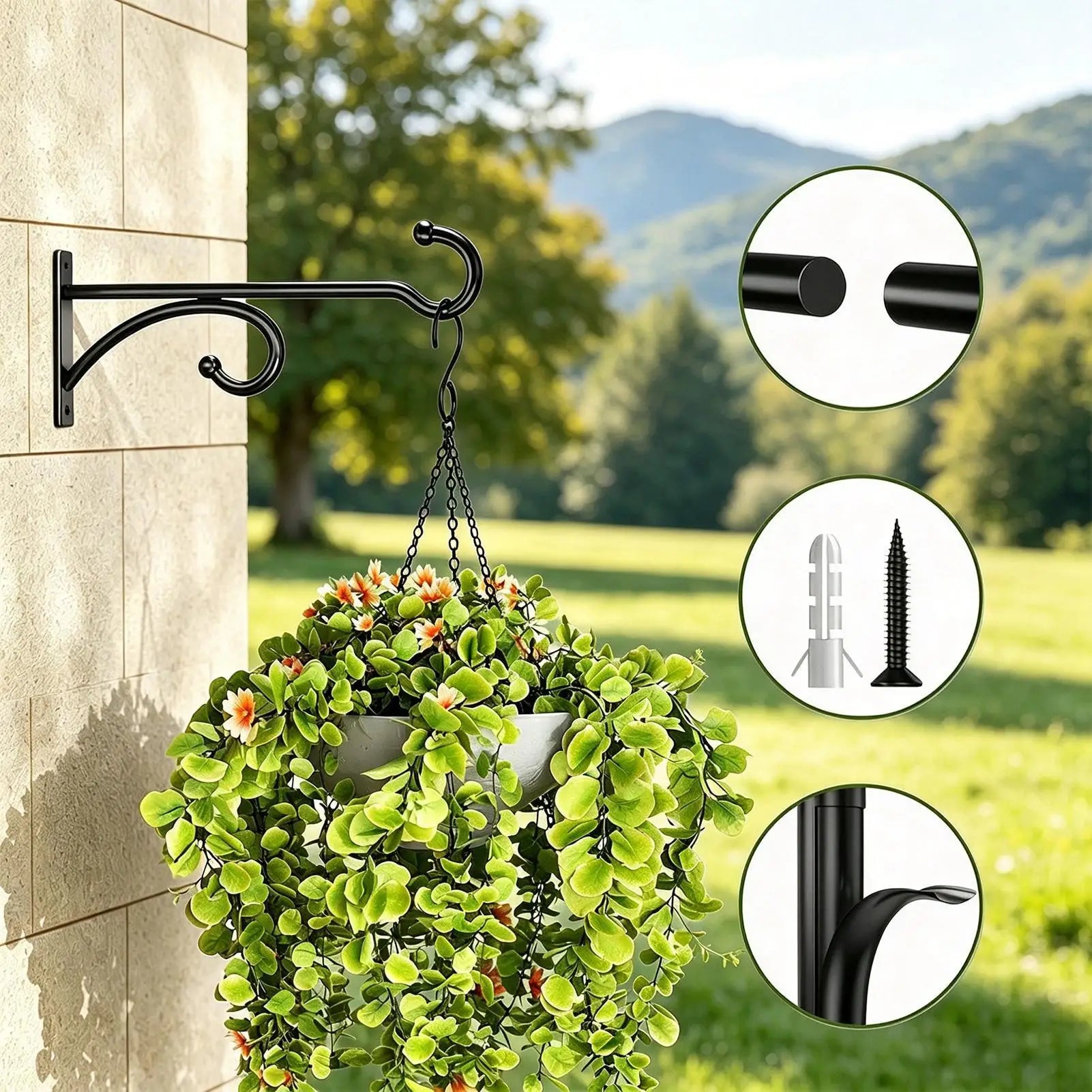 2-Pack Vintage Iron Wall Plant Hanger Hooks – Garden Décor Wall Plant Hanger Zpaxo