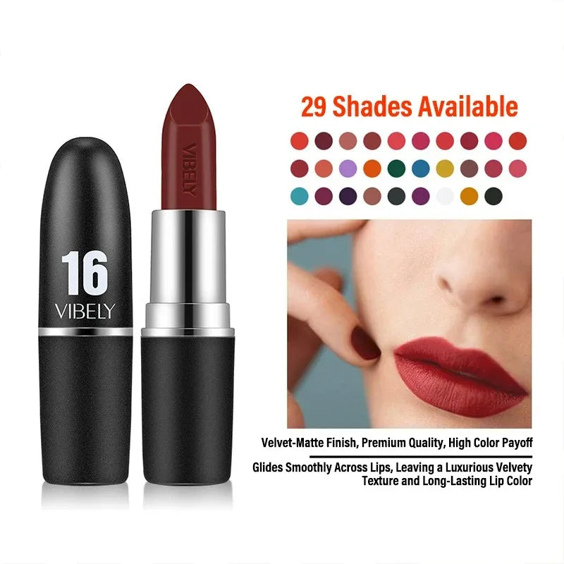 Sexy Velvet Matte Lipstick Waterproof Long-lasting Black Nude Red Lip