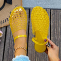 Women Slippers Comfort Retro Female Slippers Summer Hollow Sandals Women Flats Shallow New Beach Shoes Lightweight Slides Women Zpaxo YELLOW 43