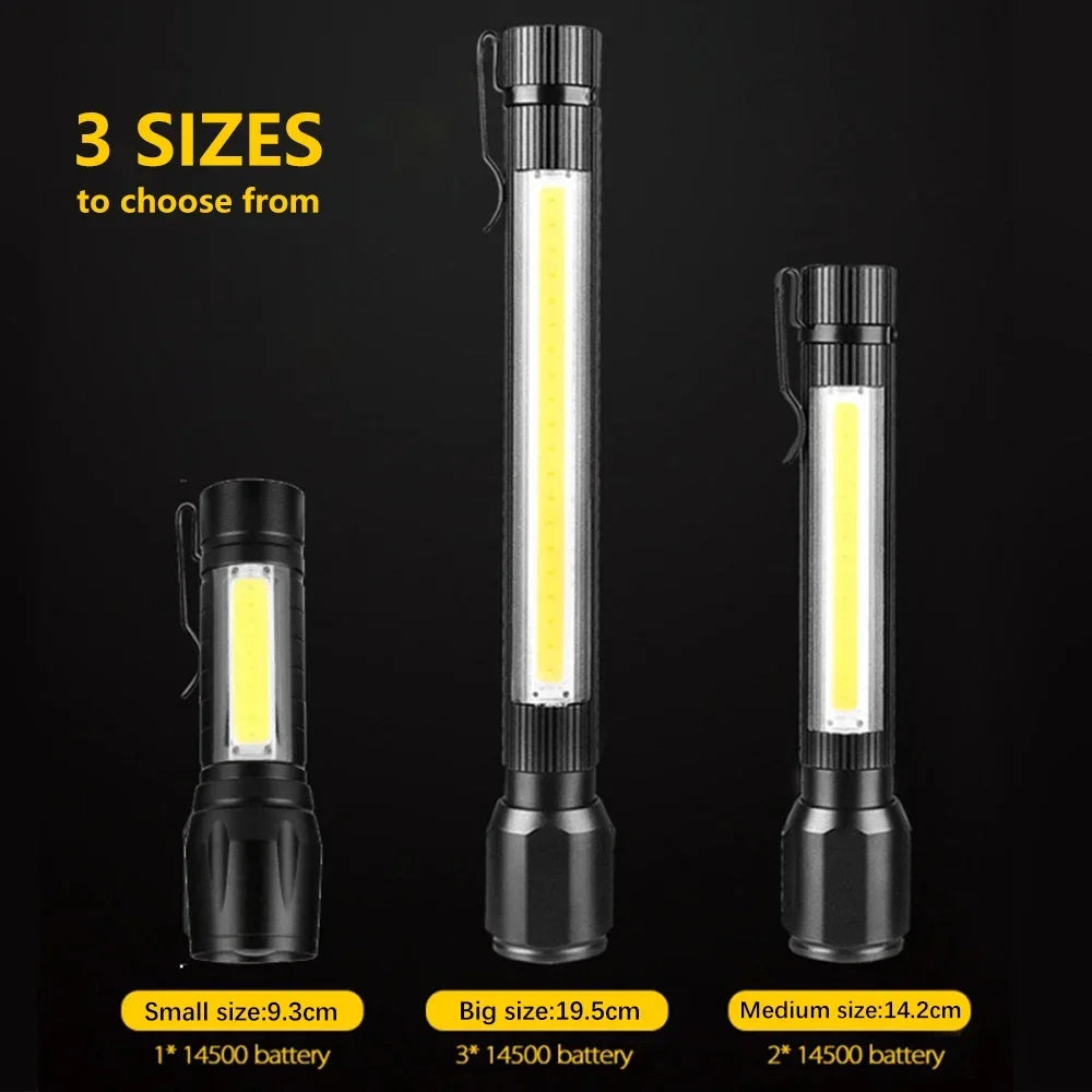 Rechargeable Zoom LED Flashlight – 3 Modes, Waterproof Torch