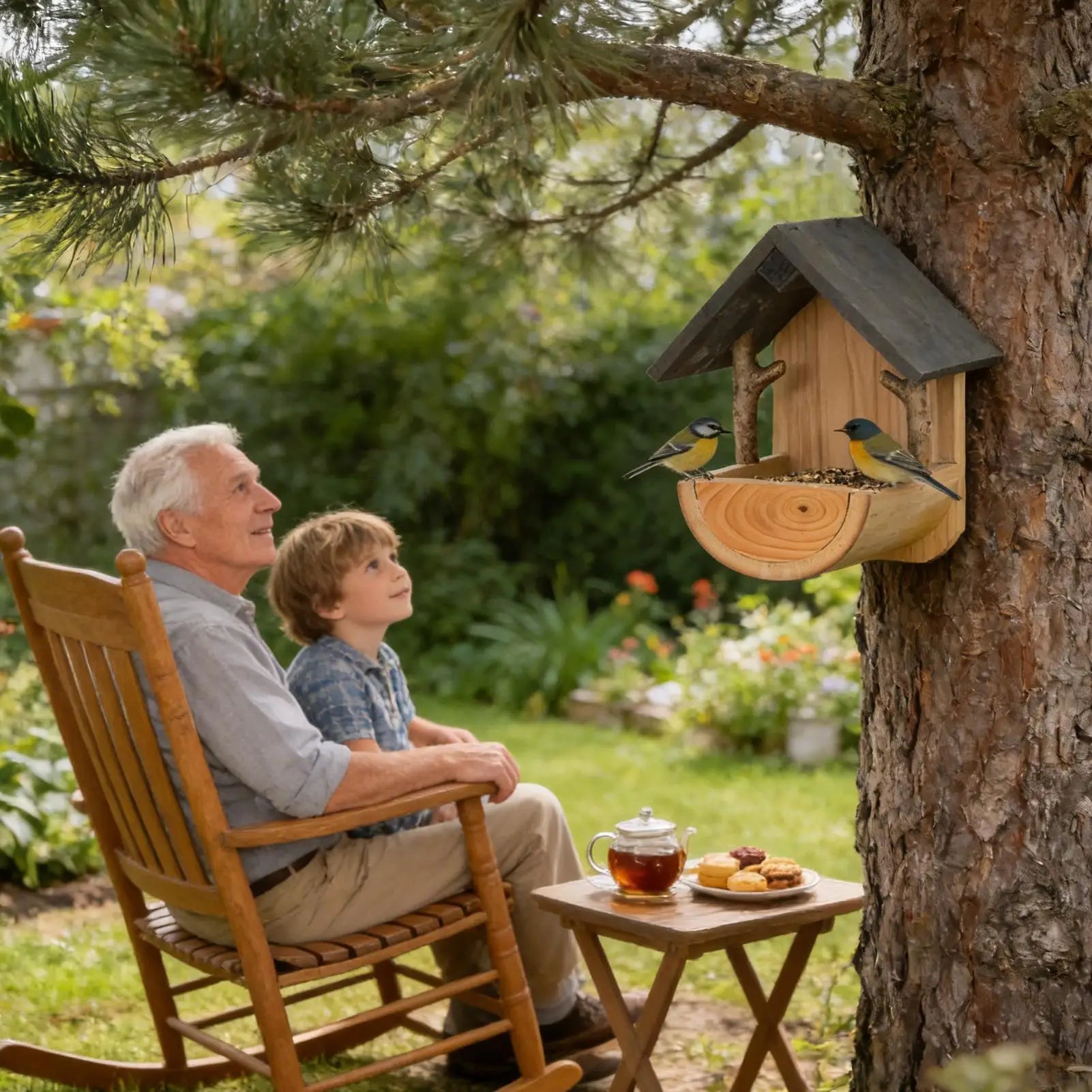 Bird House Feeder Wall Mount Wooden Weatherproof Feeding Tool Balcony