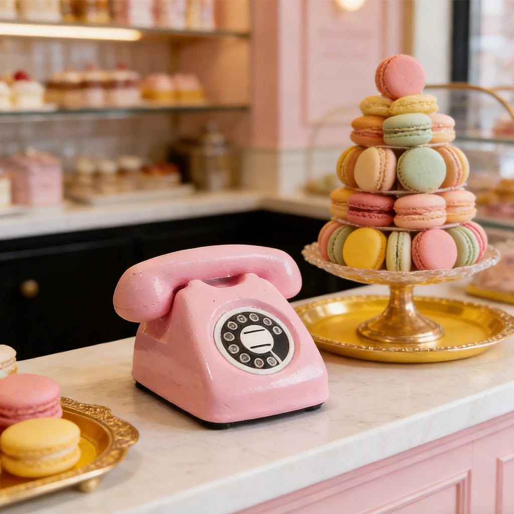 1:12 Miniature Vintage Rotary Telephone – Dollhouse Retro Phone