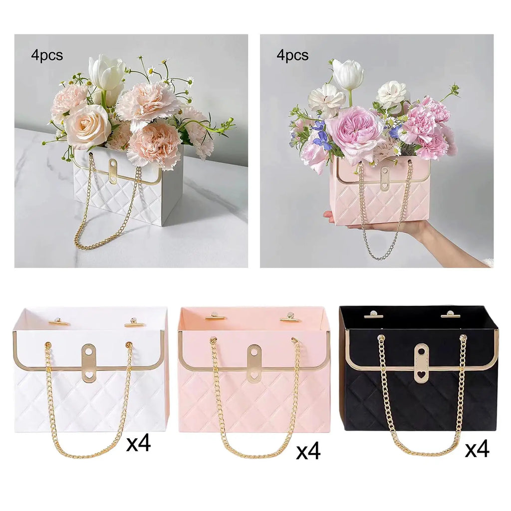 Paper Bouquet Packaging Box Decorative Handle Wrapping Bag Portable Zpaxo