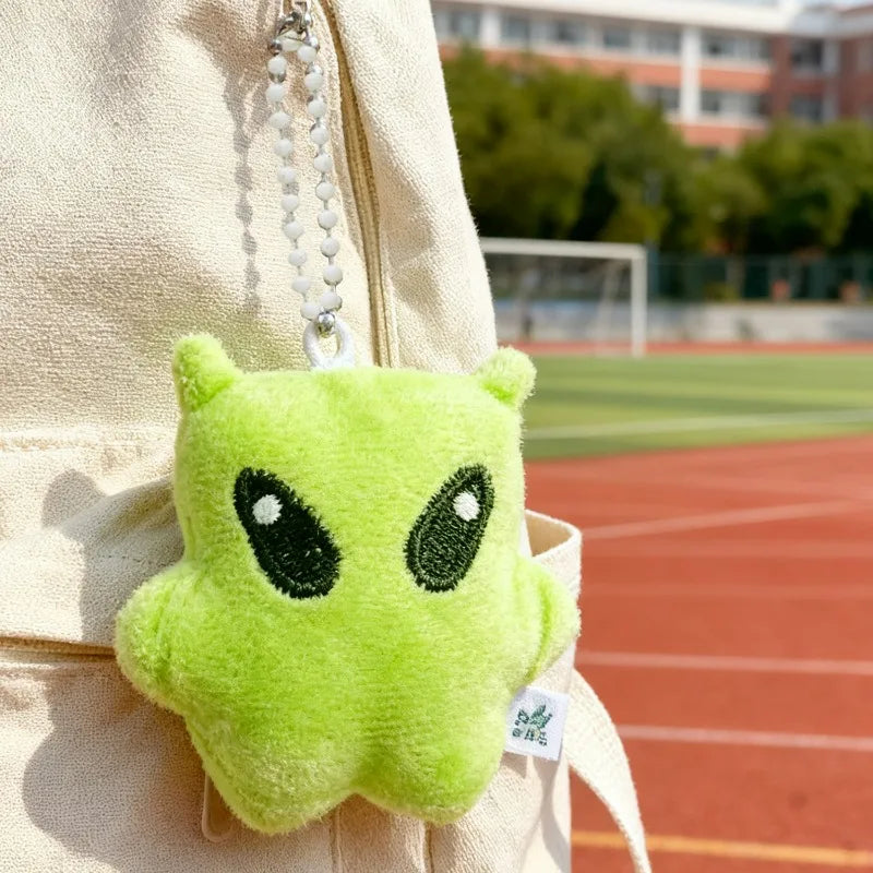 Cute Green Alien Star Plush Pendant Mini Soft Doll Keychain Versatile
