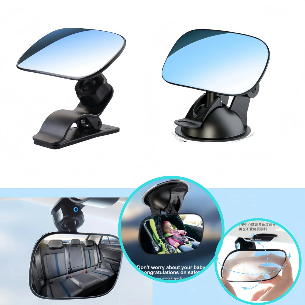 Universal 360 Adjustable Car Baby Safety Mirror Rear Facing Seat Wide