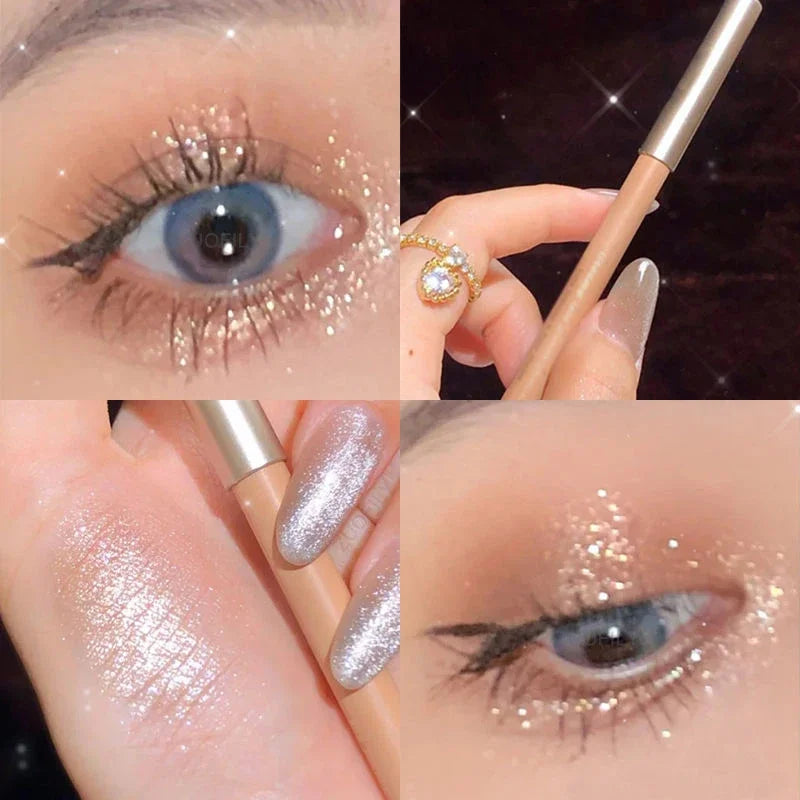 Sweet Mint Lying Silkworm Pencil Galaxy Glitter Eyeshadow Pen Long-lasting Waterproof Shiny Eyeliner Outline Pen Stick Makeup Zpaxo