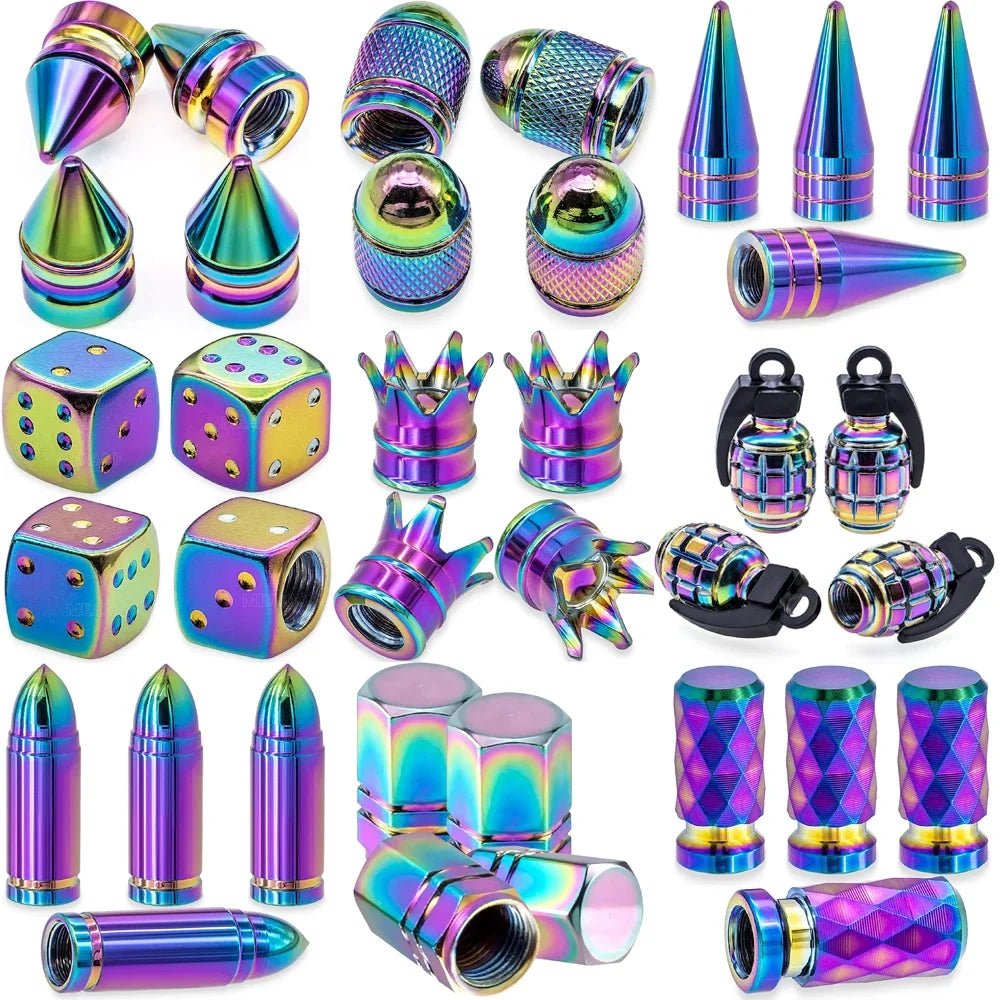 4-Pack Aluminum Colorful Tire Valve Stem Caps – Car, Bike & Moto
