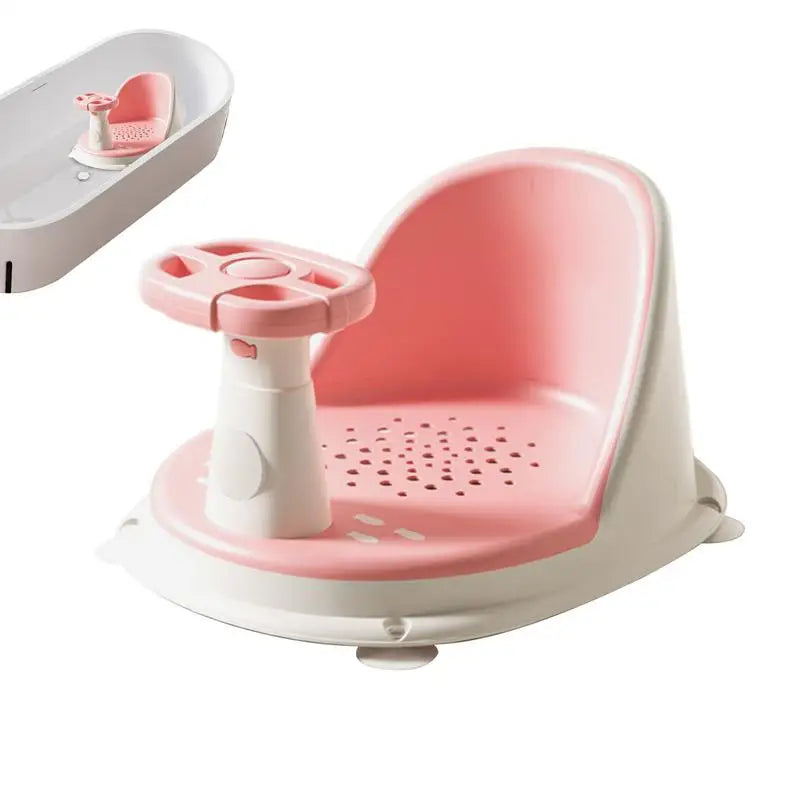 Baby Bath Seat Baby Bath Chair With Steering Wheel Bathing Support Portable Comfortable Washing Device For Girls Home Travel Zpaxo