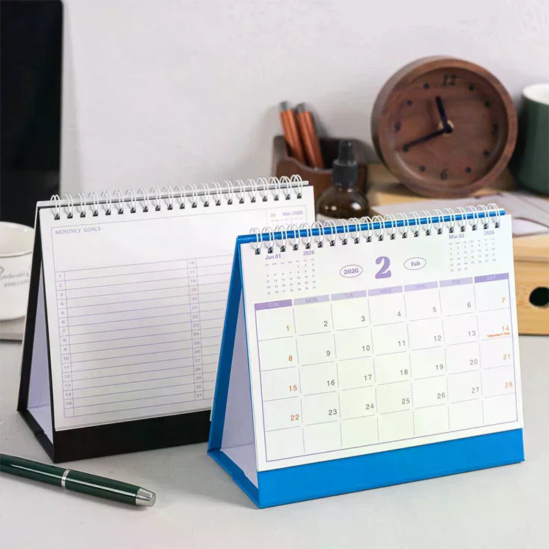 2026 Calendar Simple Book Monthly Daily Planner Scheduler Time Management Home Office Desktop Decoration Standing Calendar Zpaxo