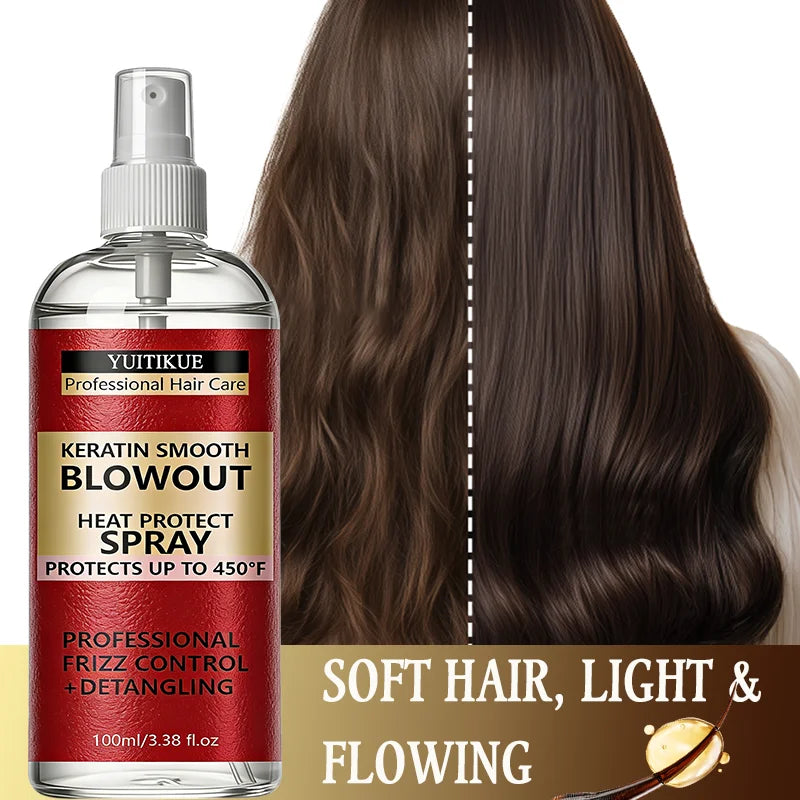 YUITIKUE Keratin Heat Protect Spray 450°F – Frizz Control Heat Protect Spray Zpaxo