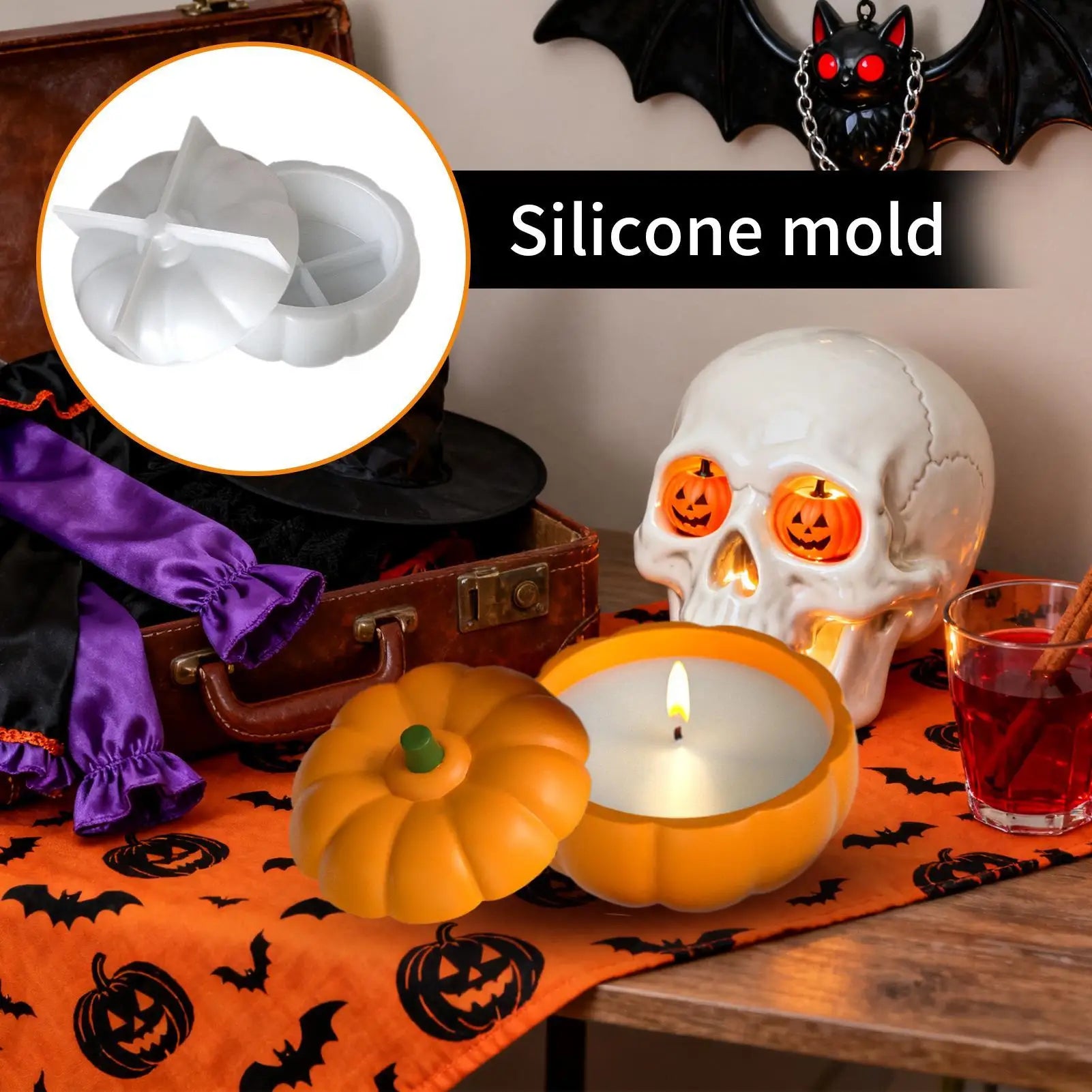 Pumpkin Mold Halloween Candle Holder Molds Reusable Containers