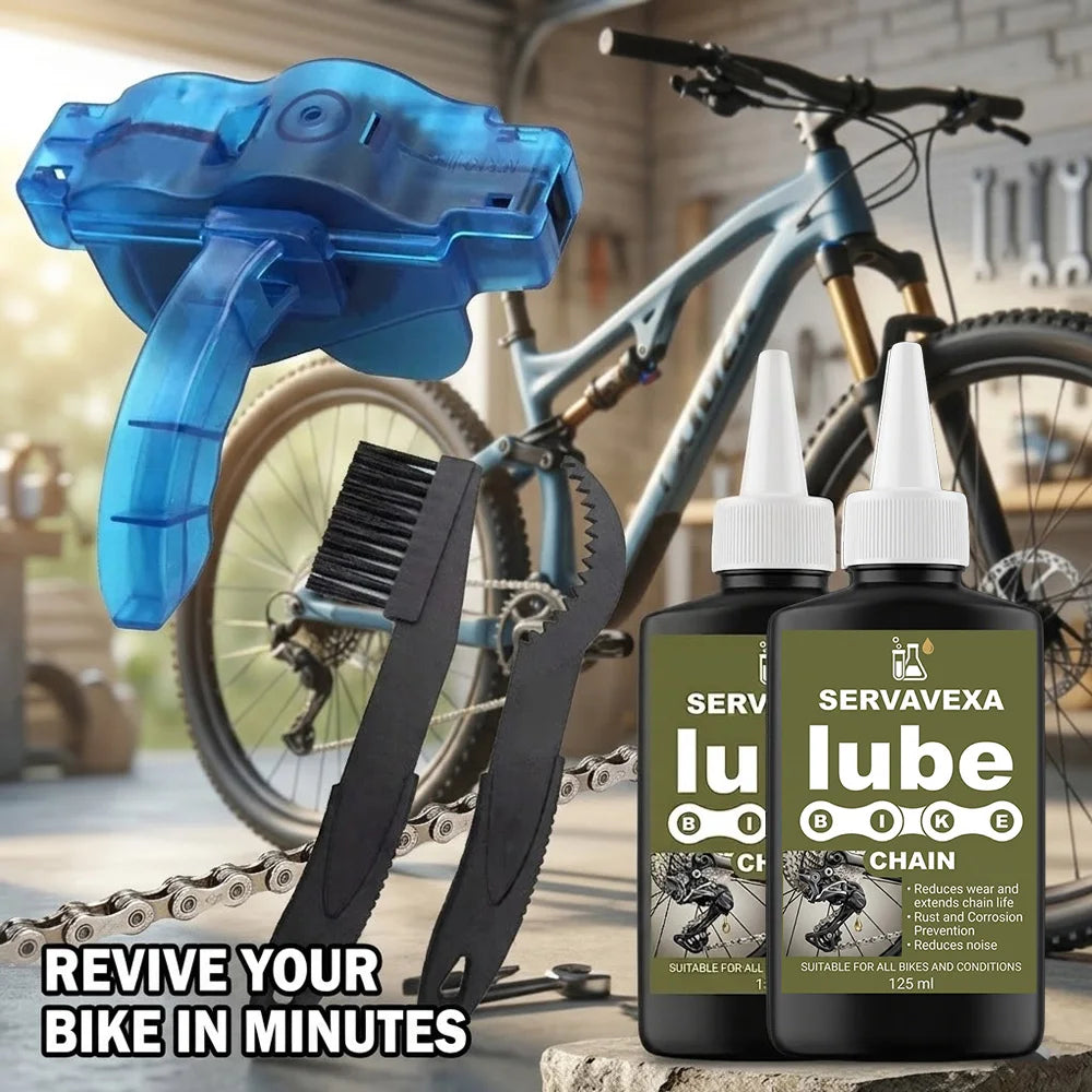 SERVAVEXA Bike Chain Scrubber Kit with 125ml Lube Oil Professional Bicycle Cleaning & Lubricant Set for MTB Road Cycle Care Zpaxo