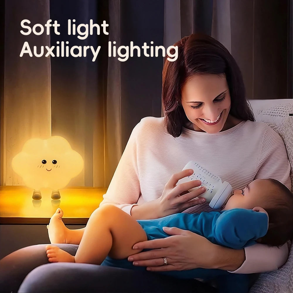 Novelty LED Star Cloud Silicone Night Light Nursery Sleeping Wall Lamp Rechargable Beside Lamp For Baby Bedroom Decor Zpaxo