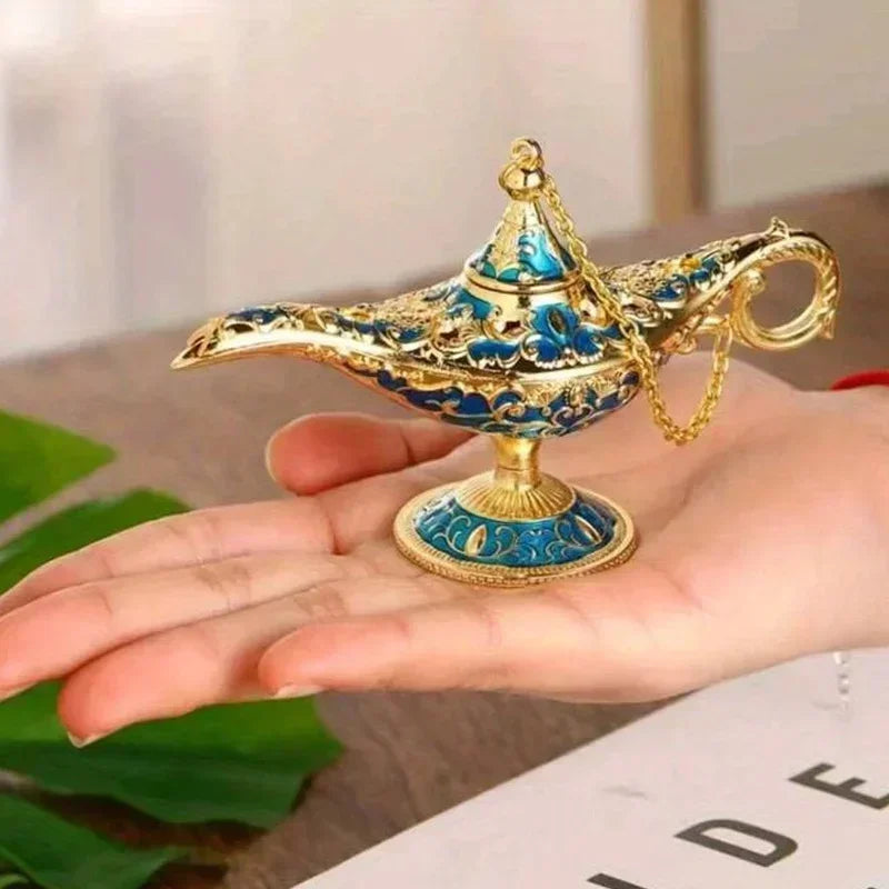 1Pc Genie Magic Lamp Aladdin Decoration European Vintage Home Decoration Russian Wishing Lamp Metal Decoration Craft Souvenir Zpaxo