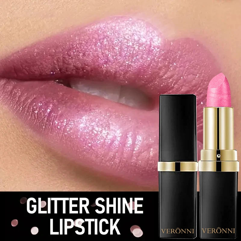 Pearlescent Glitter Lipstick Metallic Waterproof Long Lasting Matte Zpaxo