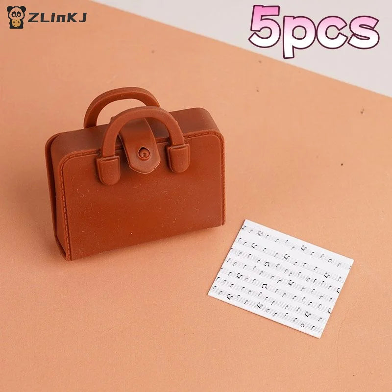▶5Pcs Dolls Mini Bags Clothes Accessories 1/12 Dollhouse Simulated Handbag School Bag Music Score Model Study Decoration Toys Zpaxo