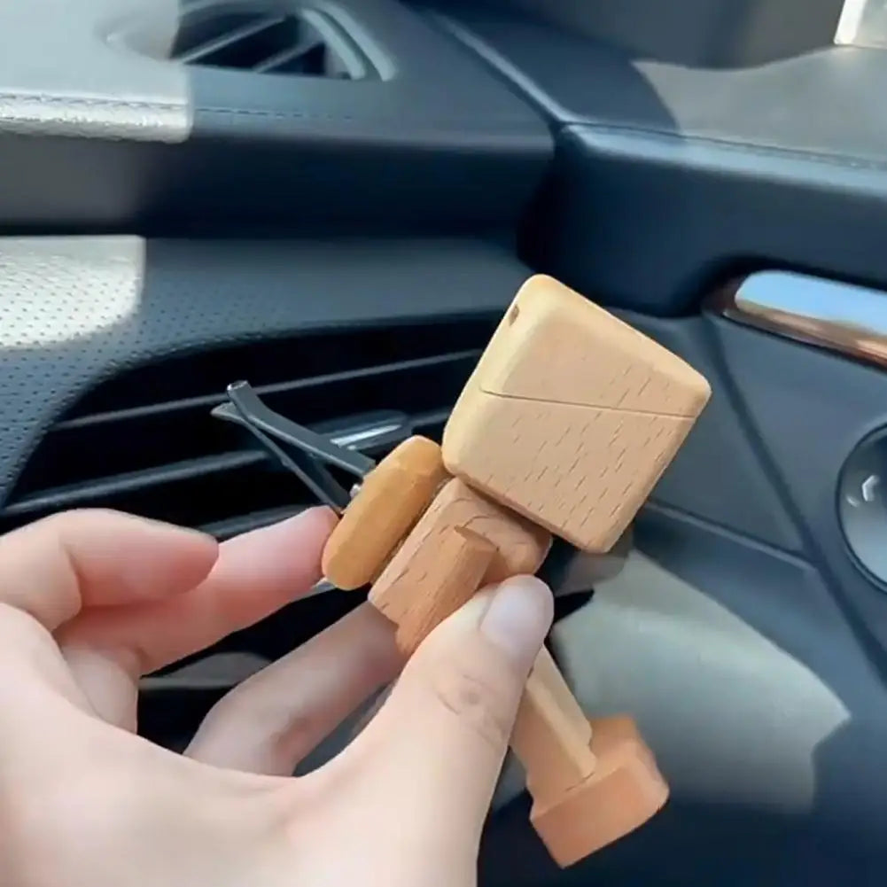 Creative Car Dashboard Decor Leg-swinging Robot Wooden Figure Funny Shaking Wooden Man Figurine Aromatherapy Gift Zpaxo