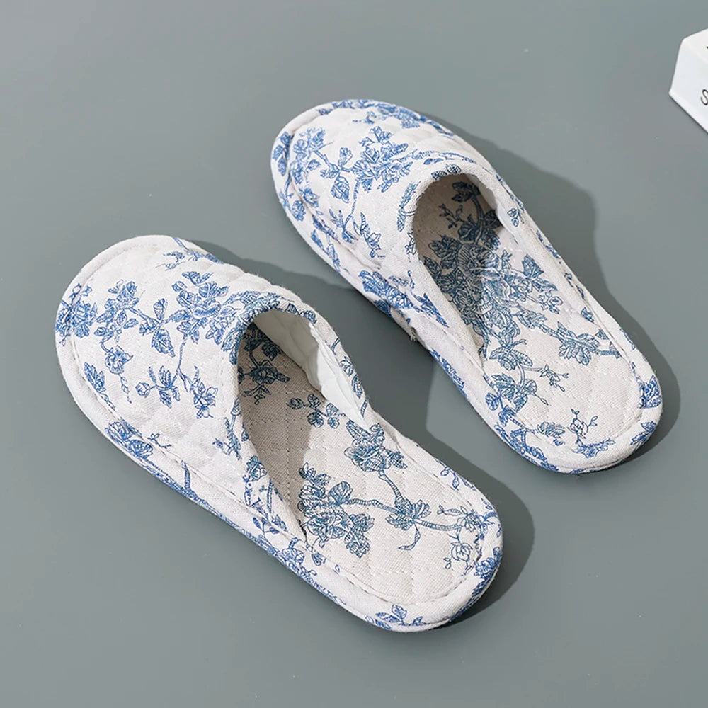 Home Indoor Slippers Soft Bottom Antislip Women Fashion Cotton Floral