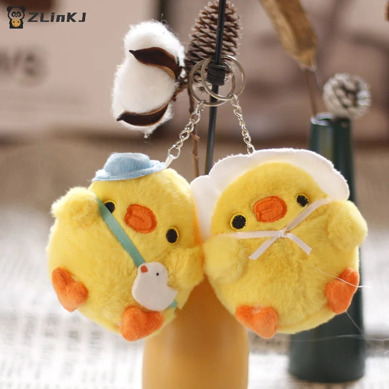 ▶1PCS Cartoon Plush Little Yellow Chicken Toy Doll Keychain Pendants Lovely Mini Chicken Plush Toys Bag Keychain Pendants Zpaxo