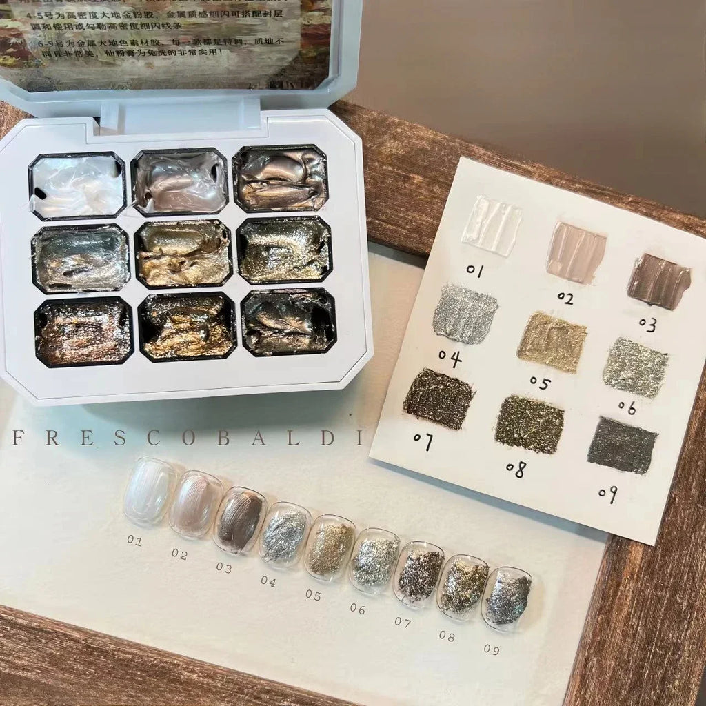 9-Color Fairy Glitter Nail Art Powder – Chrome Pigment Paste Set Nail Art Powder Zpaxo 2gx9colors-set5