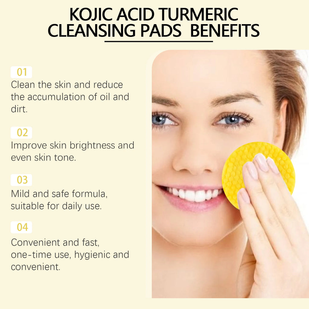Turmeric Kojic Acid Cleansing Pads – Exfoliator & Pore Cleanser Facial Cleansing Pads Zpaxo