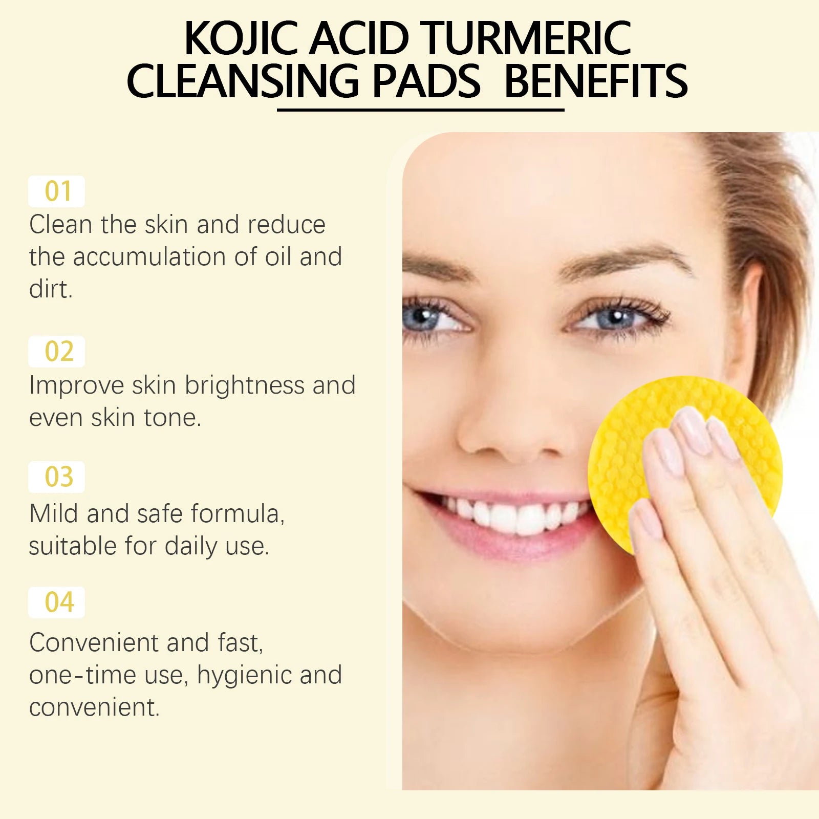 Turmeric Kojic Acid Cleansing Pads – Exfoliator & Pore Cleanser Facial Cleansing Pads Zpaxo