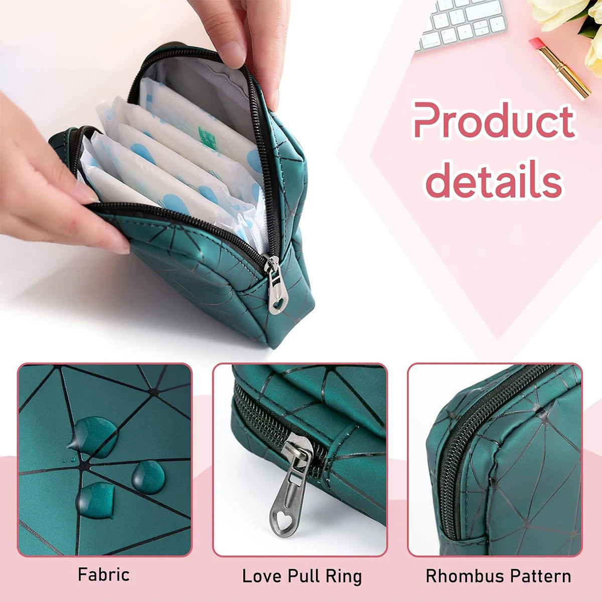 Women's Mini Sanitary Pouch – Discreet Tampon & Pad Organizer