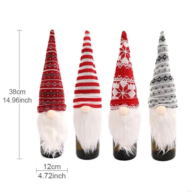Christmas Themed Knitted Bottle Toppers Santa Design User Fabric