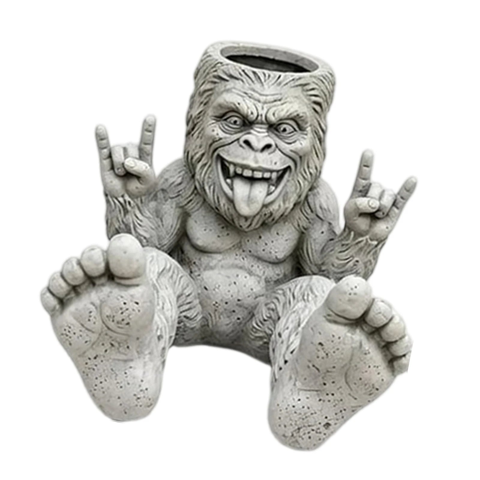 Resin Rebellious Monkey Planter Funny Big-foot Sasquatch Planter Outdoor Weather Resistant Novelty Gift for Plant Lovers Zpaxo