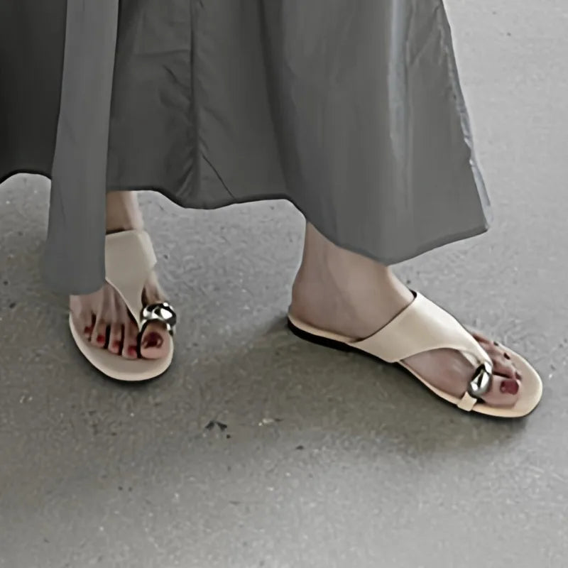 Women's Round Toe Loop Comfortable Vintage Solid Slippers Women Zpaxo
