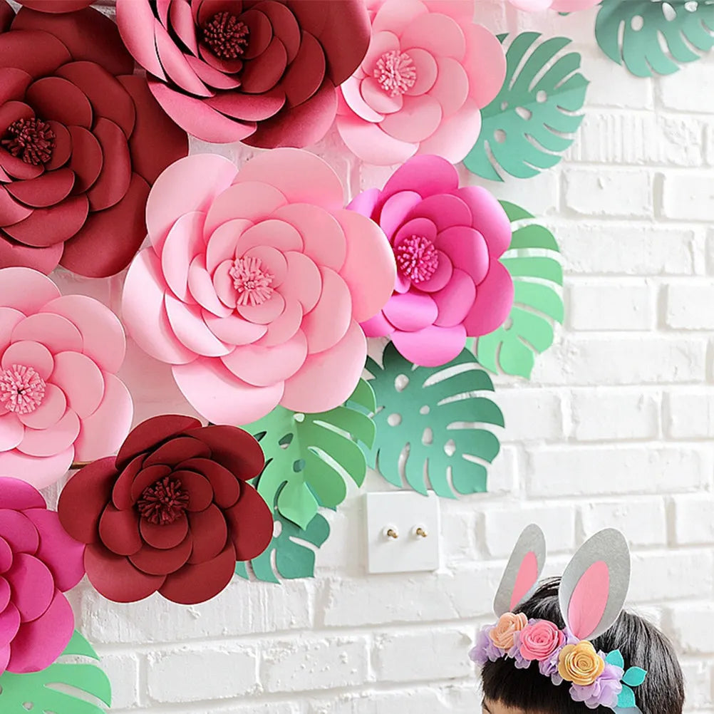 3D Paper Flower Wall Decor Wine Red Stylish Party Wedding Birthday