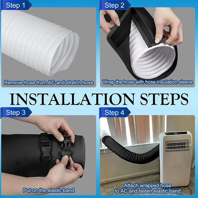 Portable AC Hose Insulation Sleeve Portable Air Conditioner Hose Cover Wrap Adjustable Triple-Layer Insulated Tube Wrap Exhaust Zpaxo