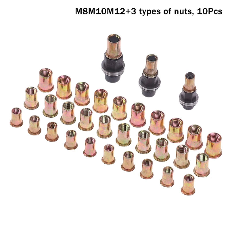 Hand Rivet Nut Tool Set Manual Riveter Kit With M3-12 Nut Heads For DIY Repair Installation Easy Use Accessory 10Pcs Zpaxo A5