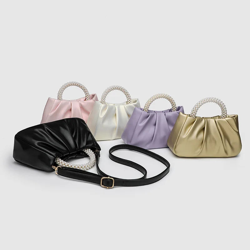 Pleated Handlebags for Women PU Cloud Bags Leisure Armpit Bag Shopping Shoulder Bags Dumpling Handbag Female Hand Bags Zpaxo