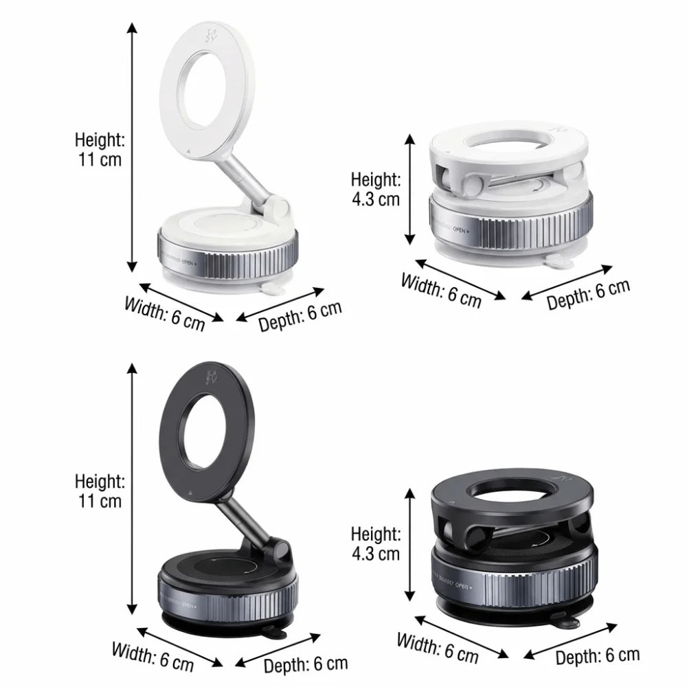 Foldable Design Magnetic Phone Mount Strong Magnetic Adsorption 360° Rotatable Vacuum Suction Mount Adjustable Design Zpaxo