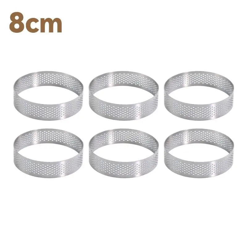 5/6/7/8CM Classic 304 Stainless Steel Mousse Ring Cake Mold With Hole Tart Bottom Tower Fruit Pie Quiches Baking Tool Zpaxo 8cm