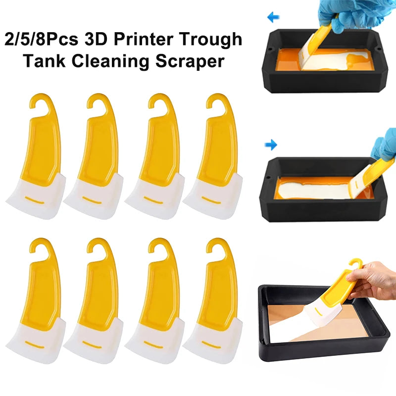 2/5/8Pcs 3D Printers Reservoir Maintenance Tools, Light-Curing Resin Cleaning Scrapers Zpaxo